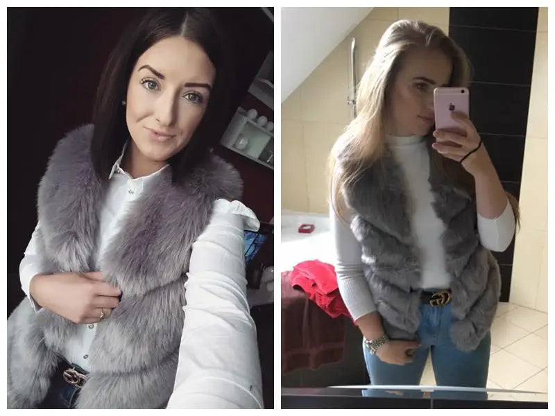 2022 New Fashion Faux Fur Coat Winter Coat Women Waist Fur Gilet Women's Jacket Vest For Ladies