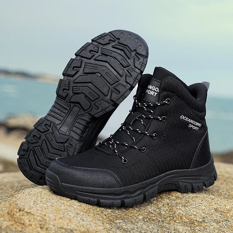 Super Warm Winter Boots With Fur Outdoor Hiking Men Boots Snow Antiskid Waterproof Boots Men Shoes Winter botas High Top hombre