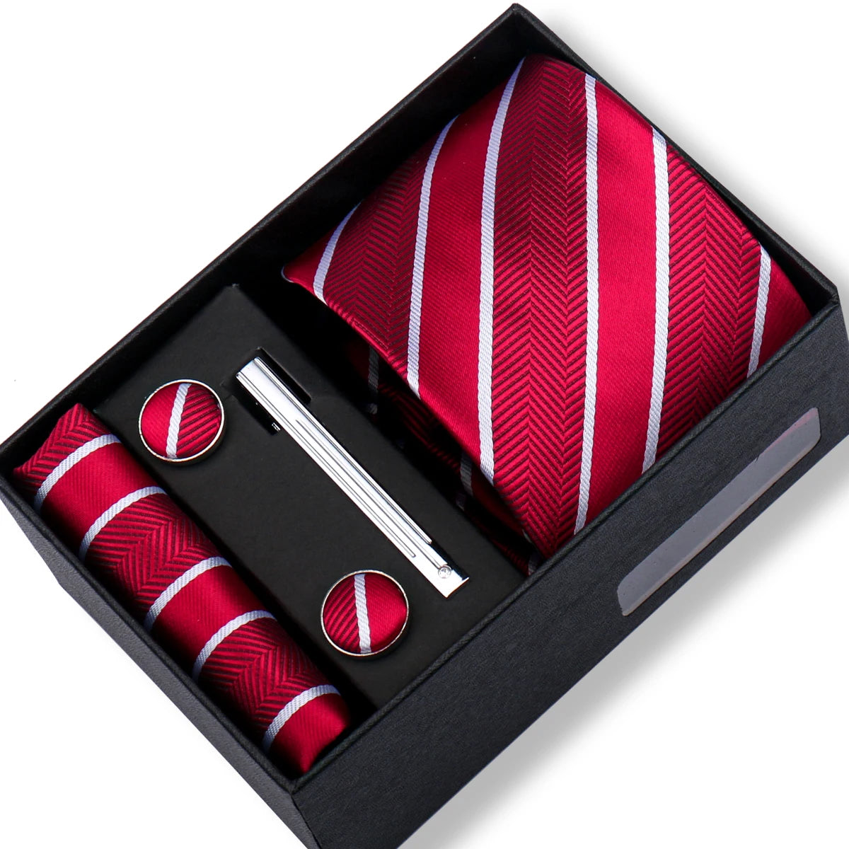 Ties Gift Box Brand Design Top Quality Jacquard Necktie Hanky Cufflink Set Tie Clip For Men Gravatas Business Wedding