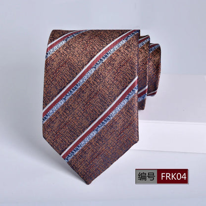 Brown Tie For Men Classic Style 8CM Tie Striped Jacquard Ties Wine Red Wedding Gravatas Formal Business Neckties Gifts For Men