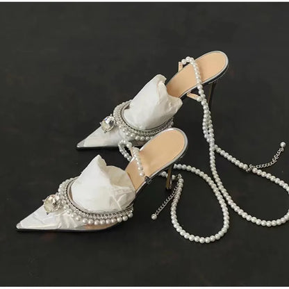 Clearance!!! Luxury Rhinestones Transparent PVC High quality Women Pumps Sandals Fashion Summer Stiletto High heels Party Shoes