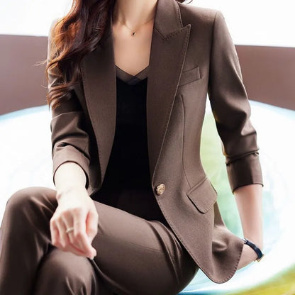 Women Spring Autumn New Fashion Professional Suit Matching Set Korean Elegant Casual Blazer Coat Pants Two-piece Female Clothing