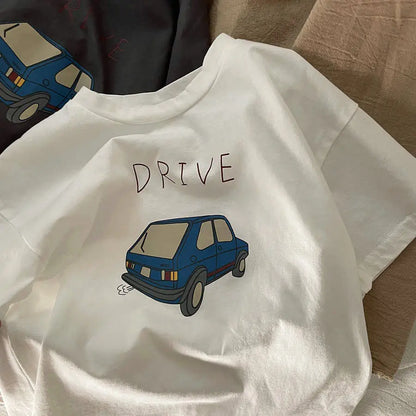 Cotton Half Sleeve T-shirt Boys Child 2025 Summer Baby Unisex Costume Sports Casual Tees Girls Cartoon Car Trendy Pullover Shirt