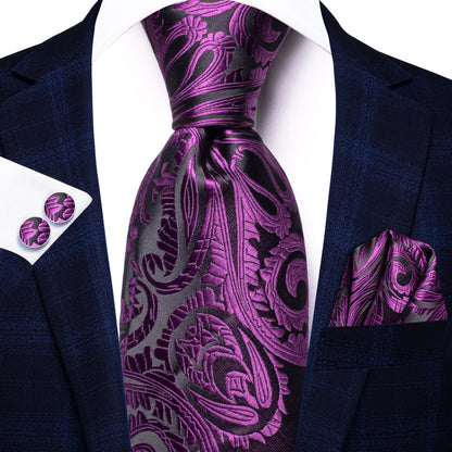Hi-Tie Light Purple Solid Silk Wedding Tie For Men Quality Hanky Cufflink Gift Necktie Set Fashion Novelty Designer Dropshipping