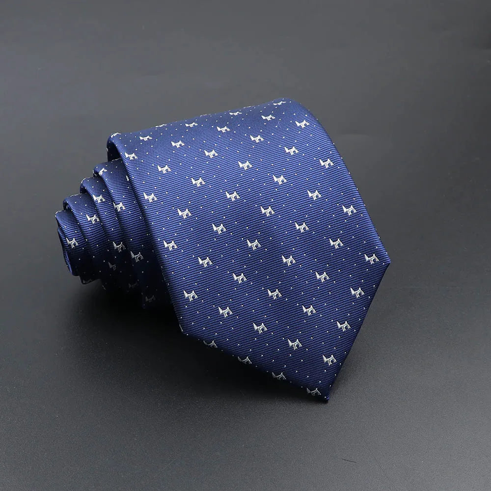 Men's Fashion Tie 8cm Blue Necktie Classic Plaid Striped Neck Tie Paisley Floral Neckties Daily Wear Cravat Wedding Party Gift