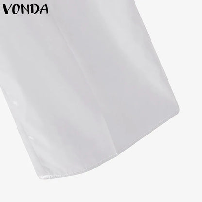 Plus Size VONDA 2024 Women Ruffled Sets Fashion Solid Color Suits Long Sleeve Irregular Top Patchwork Fitting Outfits 2pcs