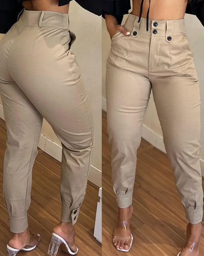 2024 New Fashion Women's Pants Elegant Sexy Spring Summer New Khaki Casual Pencil Pants Design Women's Trousers