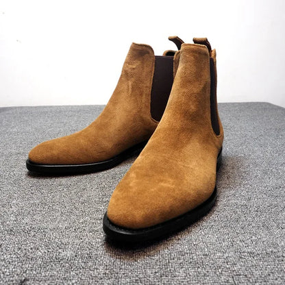 Designer Men Chelsea Boots Luxury Velvet Men's Ankle Boots High Quality Suede Leather Shoes for Men Dress Boots Botas de Hombre
