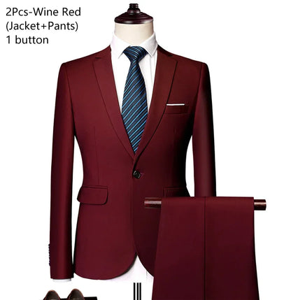 Elegant Suits For Men Wedding 3 Pieces 2 Set Luxury Fashion Classic Full Jackets Vest Pants Blazers Outfit 2024 Formal Costume
