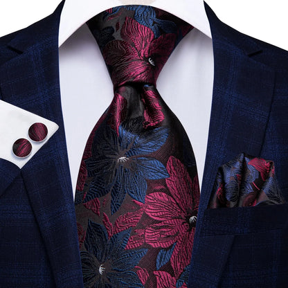 Hi-Tie Peacock Blue Novelty Designer Silk Wedding Tie For Men Hanky Cufflinks Gift Mens Fashion Necktie Set Business Party