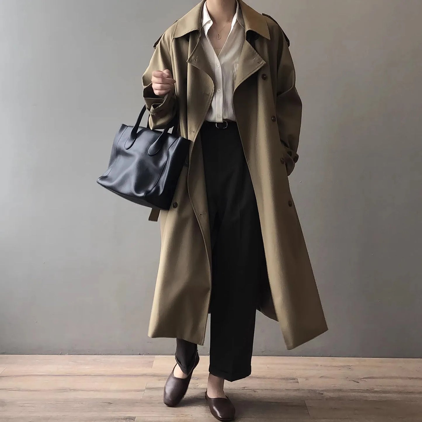 Women Loose Long Belt Abrigos Korean Classic Double Breasted Trench Coats Spring Fall Streetwear Casual Gabardina Outerwears New