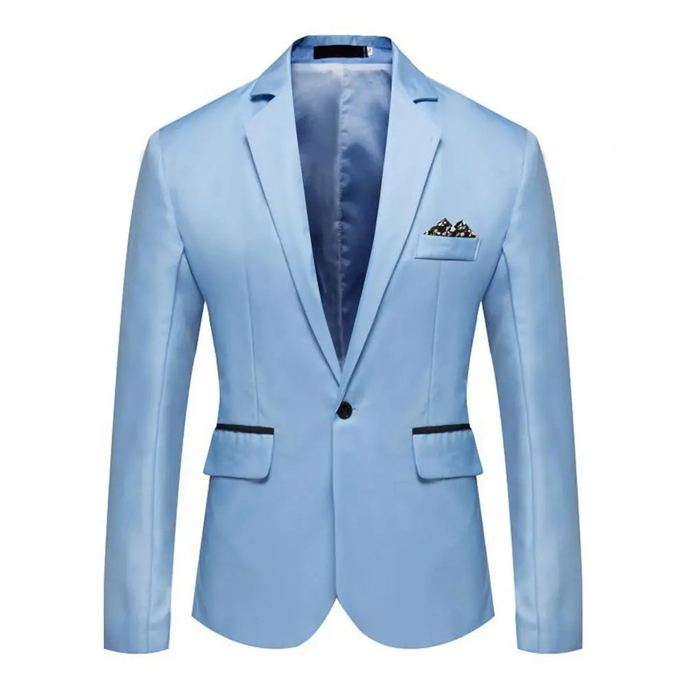 Men Suit Coat Formal Business Style Slim Fit Single Button Cardigan Lapel Long Sleeve Commute Office Groom Wedding Suit Jacket