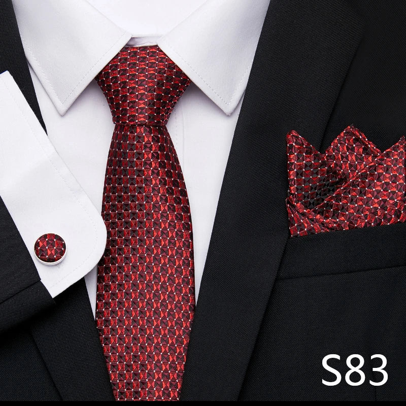 Hot Sale Holiday Gift Tie Pocket Squares Cufflink Set Necktie Dot Man Dark Grey Wedding Accessories Performance