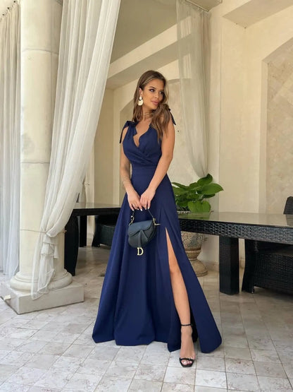Spring Summer Elegant Women's Casual Dress 2024 New Fashion Evening Party Sexy V-neck Long Off Shoulder Women's Prom Dresses