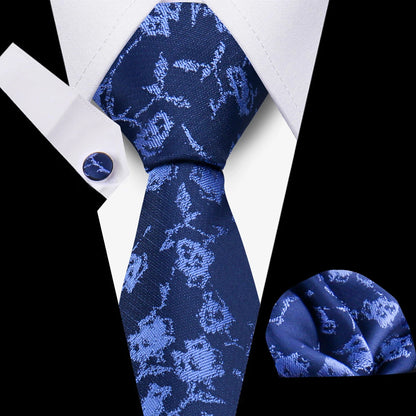 Tie For Men Classic Plaid Handkerchiefs Red Necktie Cufflinks For Men Blouse Business Wedding Accessories Women Collar Man Gift