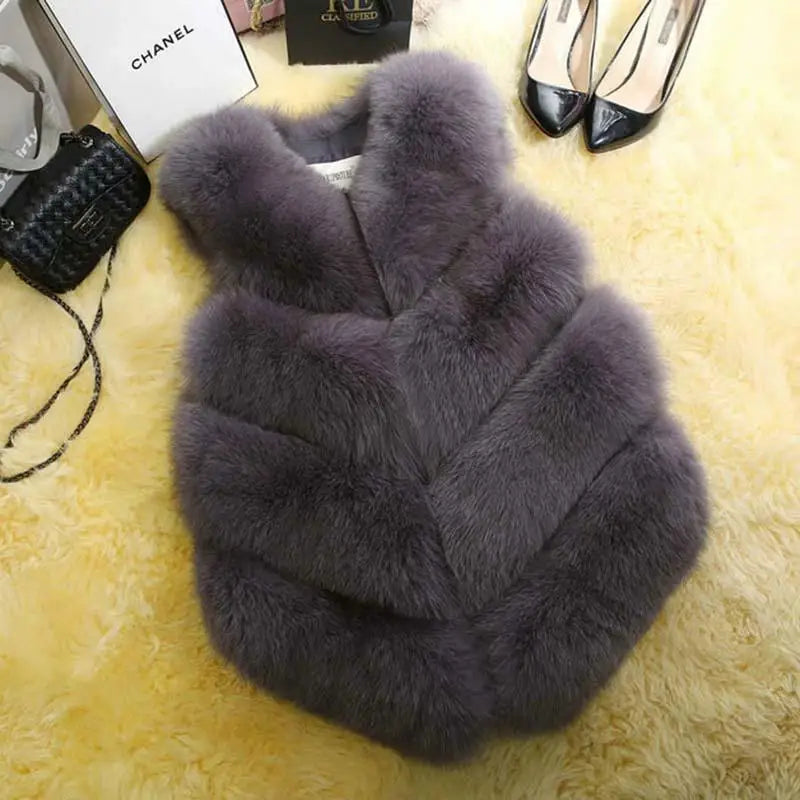 2022 New Fashion Faux Fur Coat Winter Coat Women Waist Fur Gilet Women's Jacket Vest For Ladies