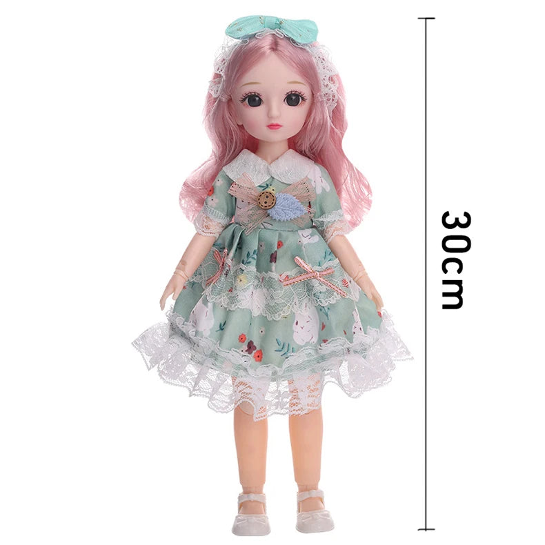 30cm Bjd Dolls Princess Full Set 1/6 Anime Bjd With Clothes 23 Joint Movable Body 3D Eyes Girls Dress Up Birthday Gifts Toys
