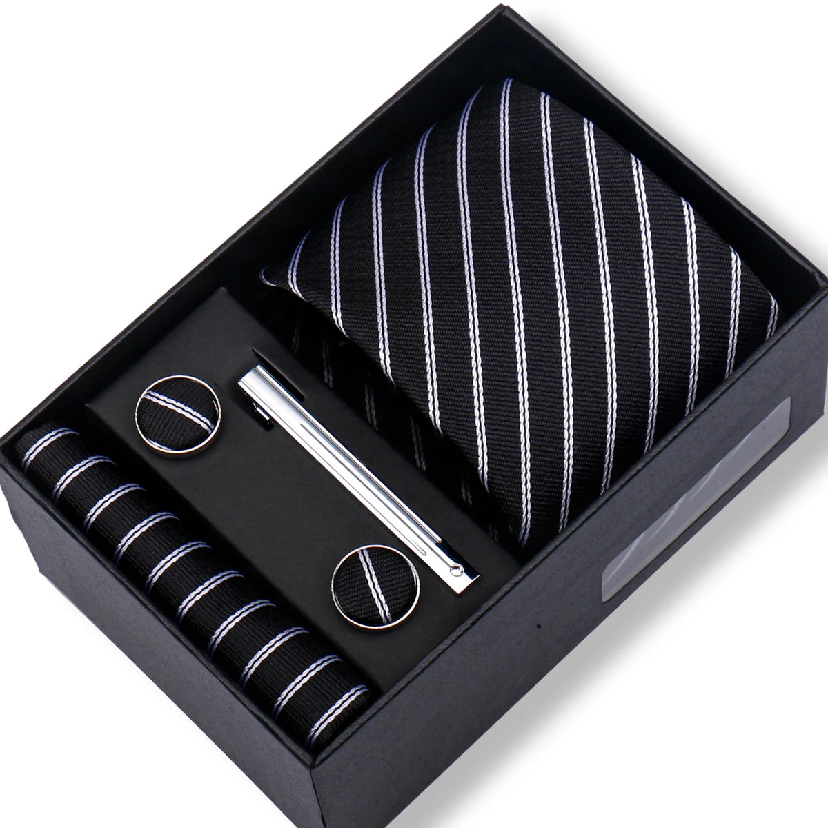 Ties Gift Box Brand Design Top Quality Jacquard Necktie Hanky Cufflink Set Tie Clip For Men Gravatas Business Wedding