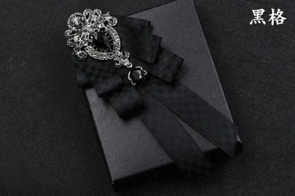 Fashion Handmade Bow Tie Wedding Collar Luxury Rhinestone Bowtie Necktie Brooch Pocket Towel Square Set Gift for Men Accessories