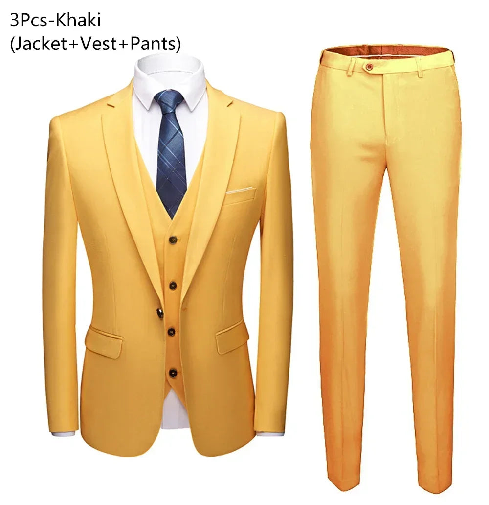 Men Suits Wedding Elegant 3 Pieces 2 Outfit Set Blazers Jackets Vest Pants Fashion Luxury Summer Classic 2024 Formal Clothing