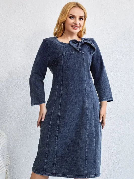 Women's plus size casual denim dress loose mini dress available in multiple sizes