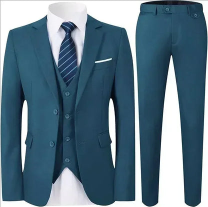 Suit For Men Elegant Wedding 3 Pieces 2 Sets Blazers Full Jackets Vest Pants Formal Fashion Luxury Coats 2025 Classic Costume