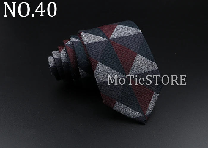 Men's Plaid Tie Cotton Black Grey Red Necktie Handmade Wool Narrow Collar Ties Wedding Business Party Suit Shirt Gift Accessory