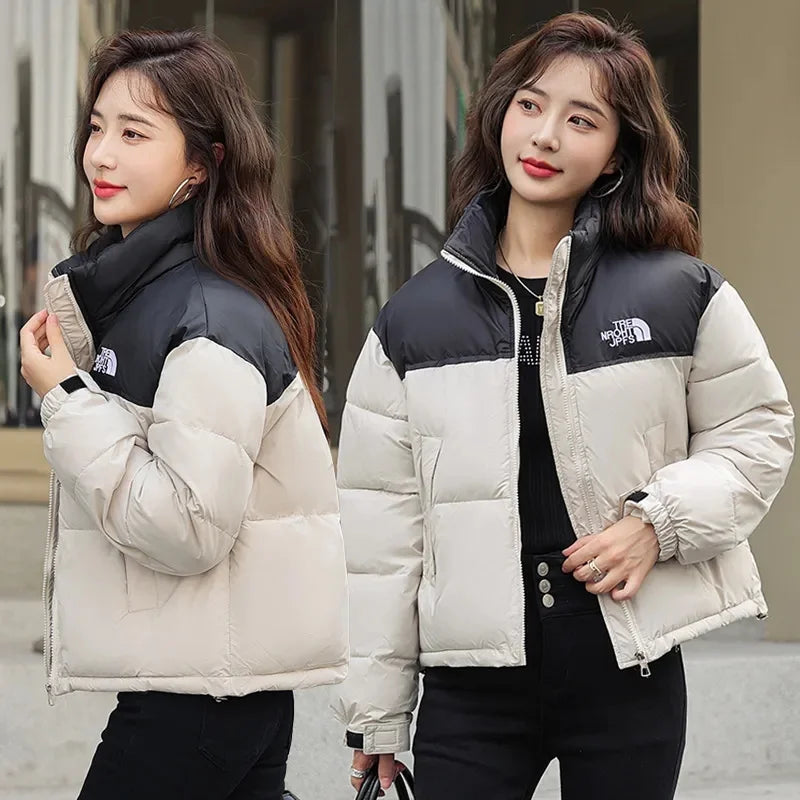 Winter Short Stitching Contrast Down Cotton-Padded Jacket Women's New 2023 Fashion Loose Padded Jacket Clothes Women Coat