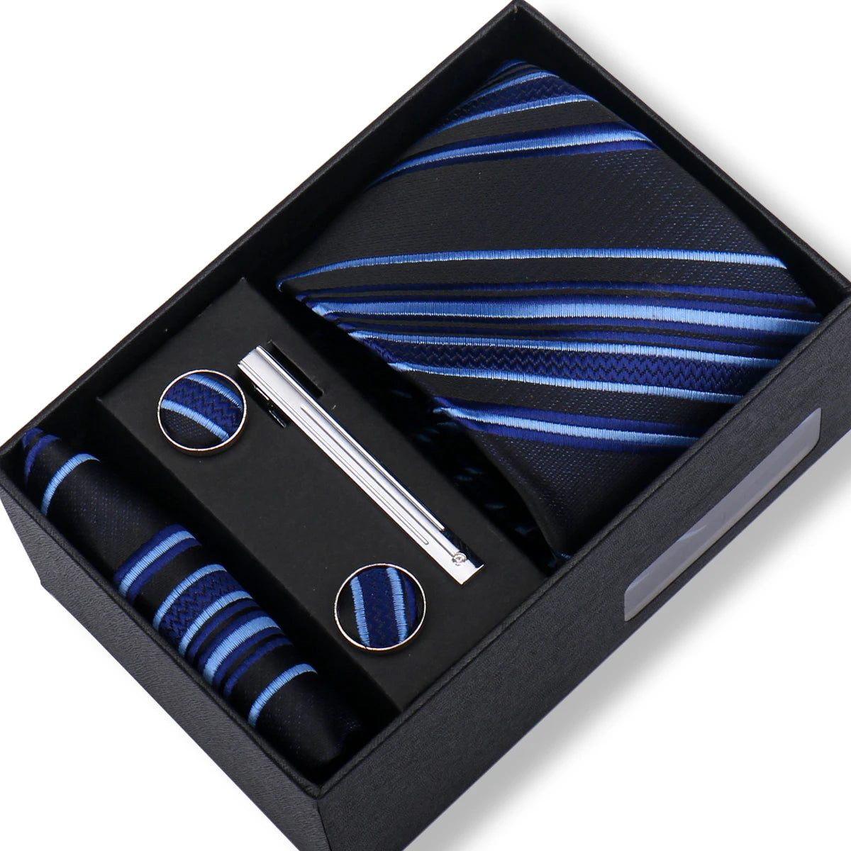 Ties Gift Box Brand Design Top Quality Jacquard Necktie Hanky Cufflink Set Tie Clip For Men Gravatas Business Wedding