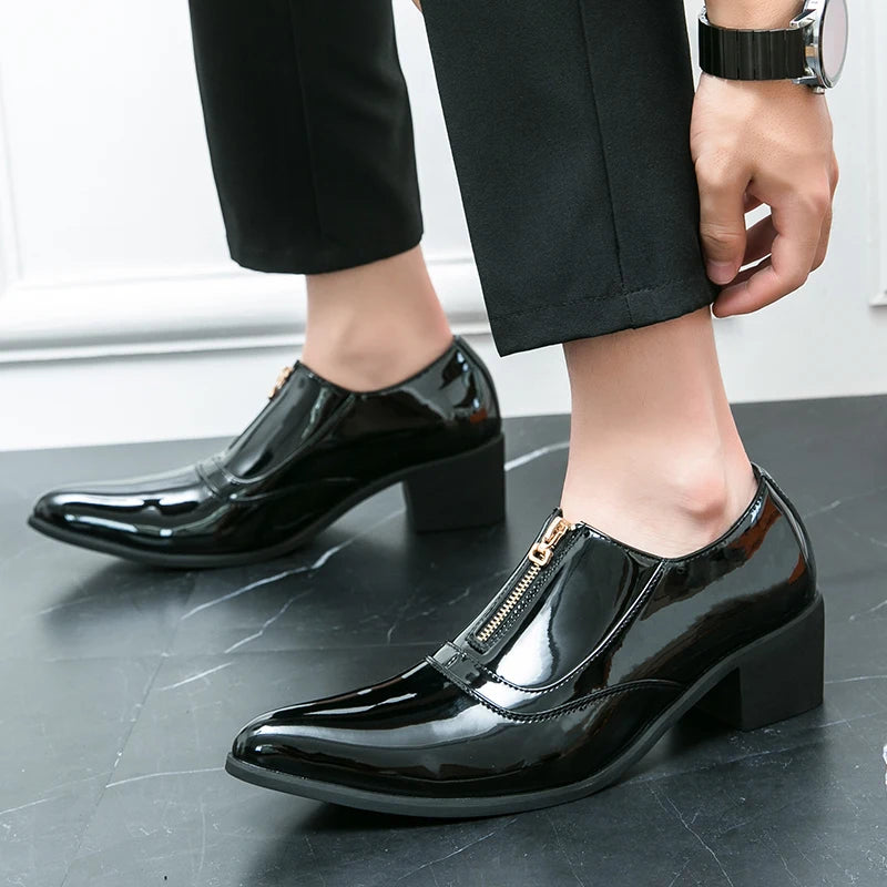 New Men's Wedding Dress Patent Leather Shoes Male Gold Blue Red Prom Punk Rock Homecoming Party Oxfords Footwear Zapatos Hombre