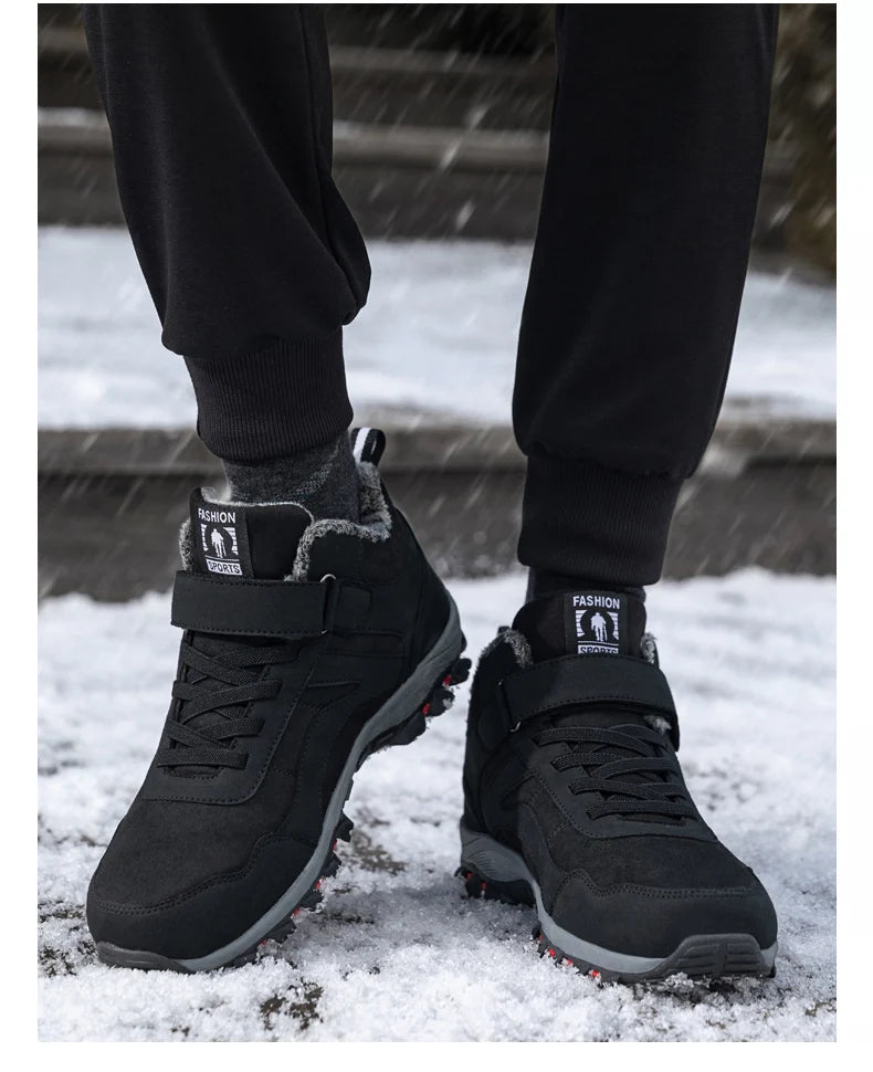 Warm Men Women Winter Boots With Fur Size 35-45 Snow Boots For Unisex Fashion Outdoor Sneakers Women Men Ankle Boots