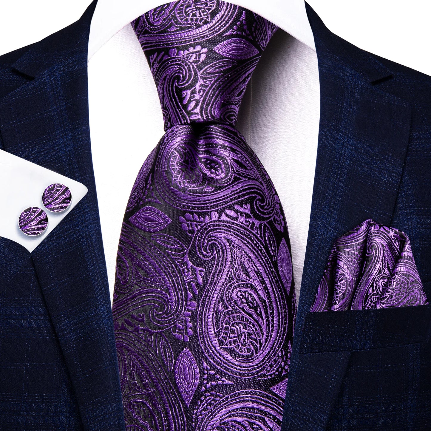 Hi-Tie Light Purple Solid Silk Wedding Tie For Men Quality Hanky Cufflink Gift Necktie Set Fashion Novelty Designer Dropshipping