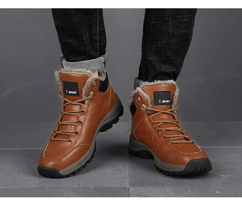 Winter Shoes for Men Boots Warm Plush Leather Snow Ankle Boots HIking Shoes Men Timberland Boots Men Big Size 48 Sneakers