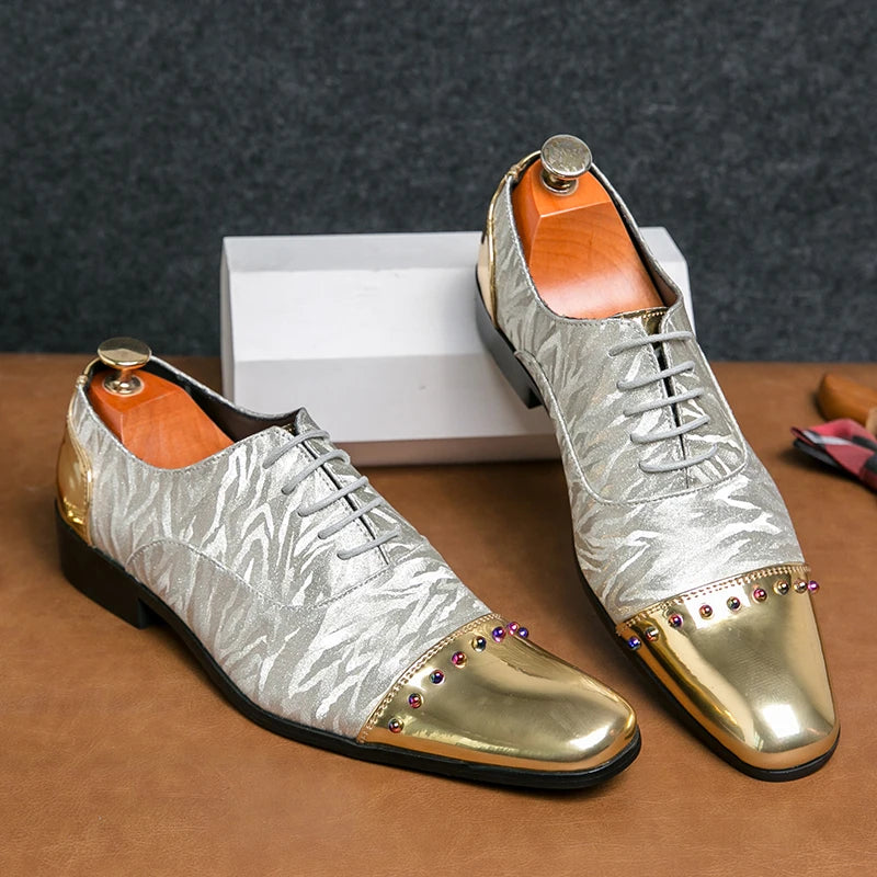 2023 Casual Leather Shoes Men superstar Brogues formal leather shoes oxford gold shoes lace-up hombres silver large size 47