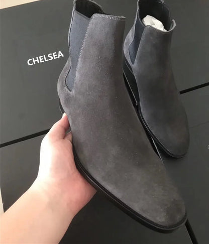 Designer Men Chelsea Boots Luxury Velvet Men's Ankle Boots High Quality Suede Leather Shoes for Men Dress Boots Botas de Hombre