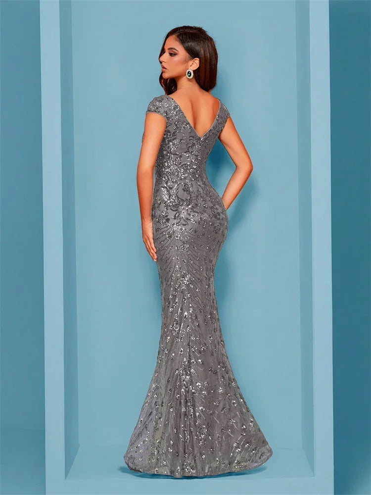 Lucyinlove Elegant Champagne Evening Dress For Women Long 2025 Luxury Mermaid Formal Sequins Prom Wedding Party Cocktail Dresses