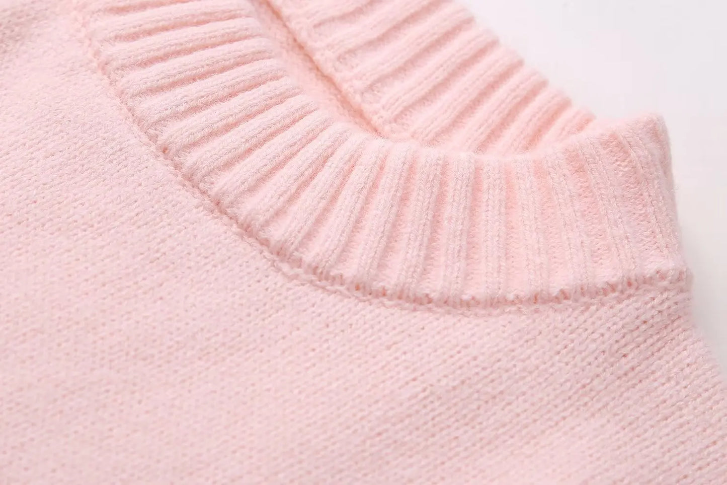 Pink Sweet Autumn Winter Women Warm Knitted Jumper New Round Neck Pullover Tops Loose Casual Long-sleeved Bottomed Sweater Women