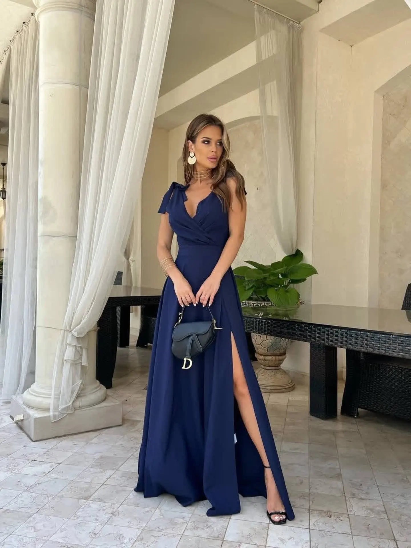 Spring Summer Elegant Women's Casual Dress 2024 New Fashion Evening Party Sexy V-neck Long Off Shoulder Women's Prom Dresses