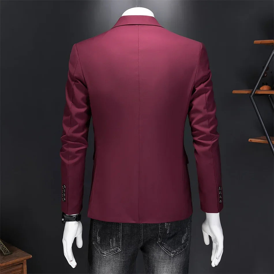 Boutique Fashion Suit Men's Slim Groom Wedding Suit Jacket Business Office Suit Casual Solid Color Suit Jacket