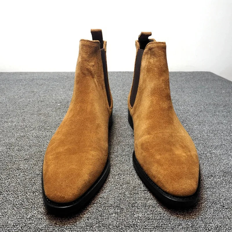 Designer Men Chelsea Boots Luxury Velvet Men's Ankle Boots High Quality Suede Leather Shoes for Men Dress Boots Botas de Hombre