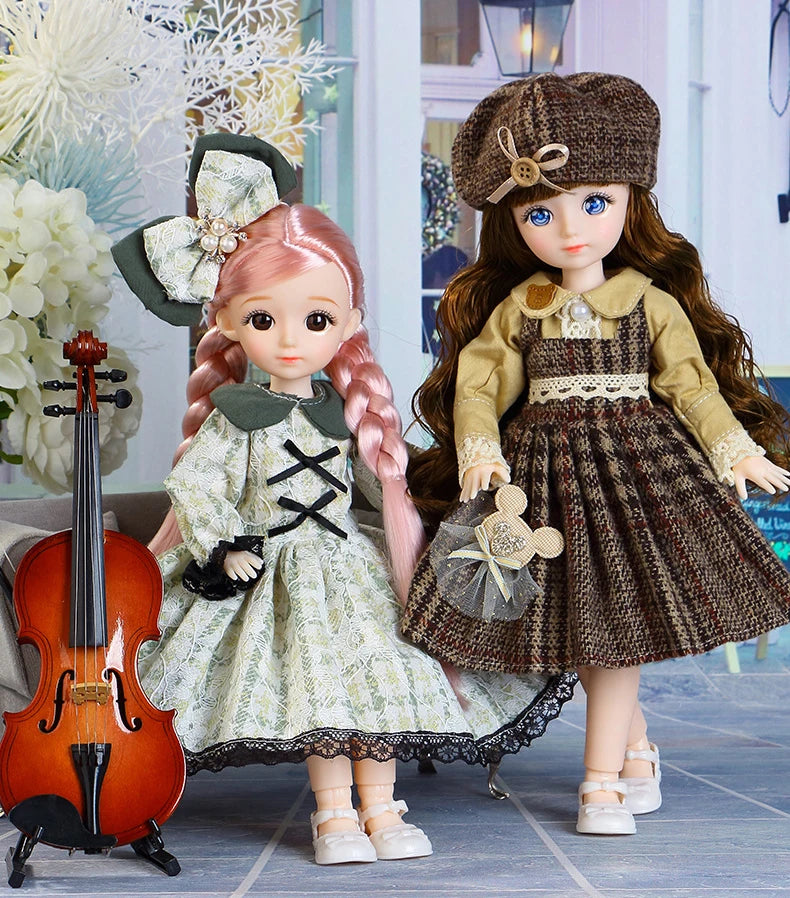 30cm Bjd Dolls Princess Full Set 1/6 Anime Bjd With Clothes 23 Joint Movable Body 3D Eyes Girls Dress Up Birthday Gifts Toys