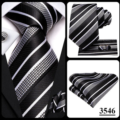 Hi-Tie 8.5cm Business Black Solid Paisley 100% Silk Men's Tie Neck Strip Ties for Men Formal Luxury Wedding Neckties Gravatas