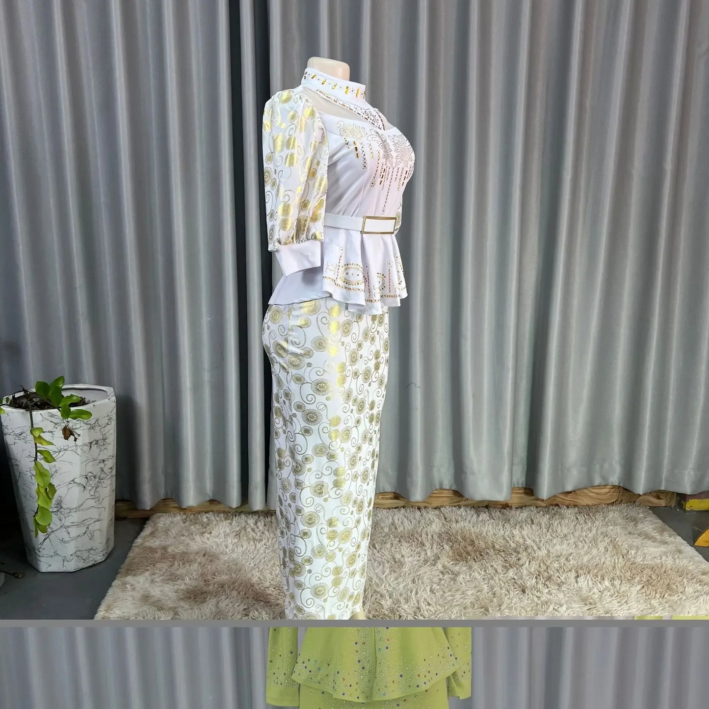 2025 African Party Evening Wedding Dresses for Women Spring African Half Sleeve Diamond Polyester Long Maxi Dresses Outfits