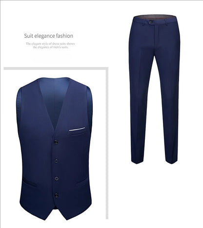 Suit For Men Elegant Wedding 3 Pieces 2 Sets Blazers Full Jackets Vest Pants Formal Fashion Luxury Coats 2025 Classic Costume