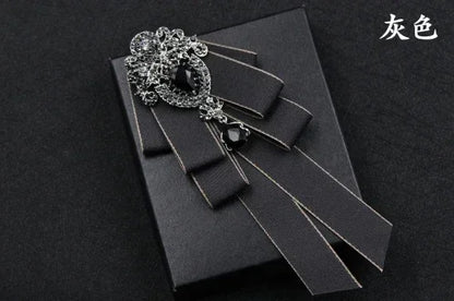 Fashion Handmade Bow Tie Wedding Collar Luxury Rhinestone Bowtie Necktie Brooch Pocket Towel Square Set Gift for Men Accessories