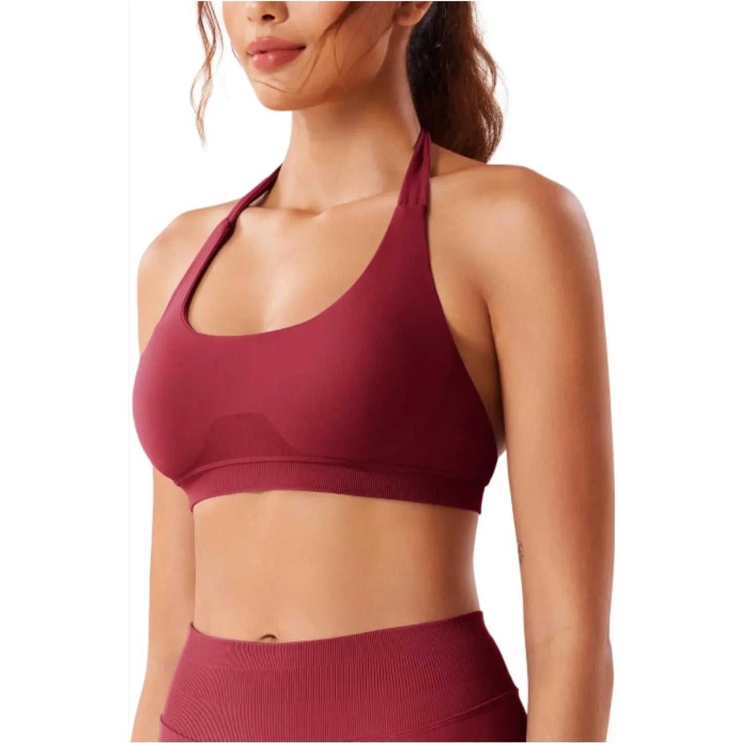 Women's Gym Solid Color Sports Bra Sexy Tight Fitting Backless Seamless with Chest Cushion Vest Exercise Yoga Camisole Top