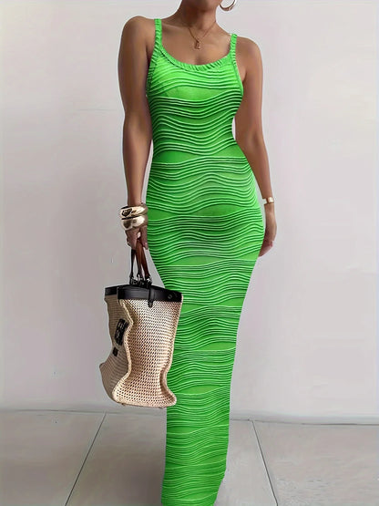CM.YAYA Summer Women Sleeveless Strap O-neck Sexy 2024 Summer Long Evening Dress Knit Ribbon Night Club Party Maxi Dresses