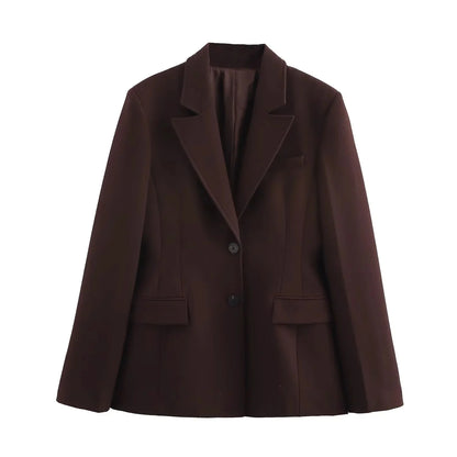 KONDALA Chic Casual Solid Women Suit Pockets Button Blazer Straight Loose Pants Zipper Skirt New Fashion 2025 Autumn Winter Sets