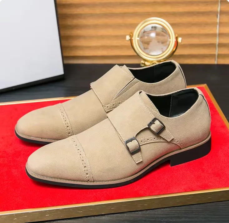 Monk Suede Leahter Buckle Strap Business Office Party Wedding Shoes Fashion Luxury Dress Leather Men's Shoes Man Free Shipping