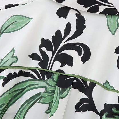 Spring and summer women's fashionable new style with belt printed shirt style dress